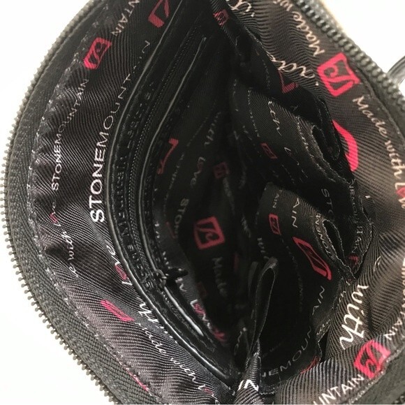 Stone Mountain Leather Black Off White Crossbody Handbag Purse Made in USA - Picture 8 of 12